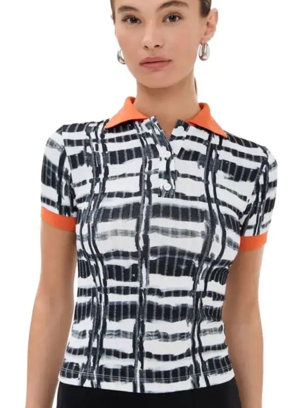 STELLA JEAN Striped T-Shirt Polo Slim Fit Top nwt IT size 42 MADE IN ITALY